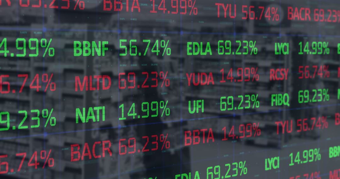 Digital Financial Data Overlaying Retail Store Interior