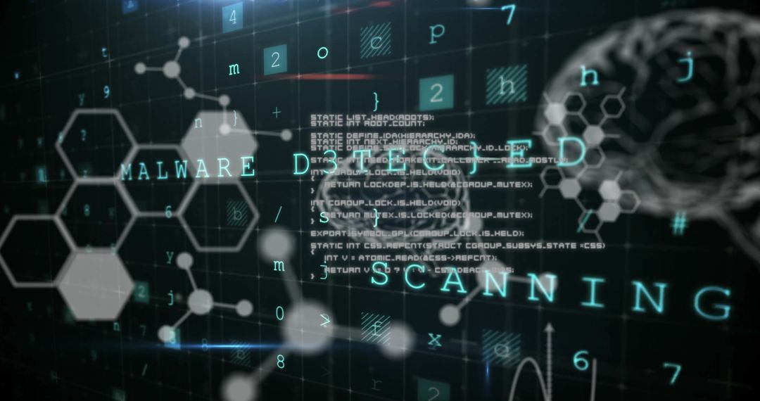 Digital Interface with Malware Detected Warning and Brain Imagery