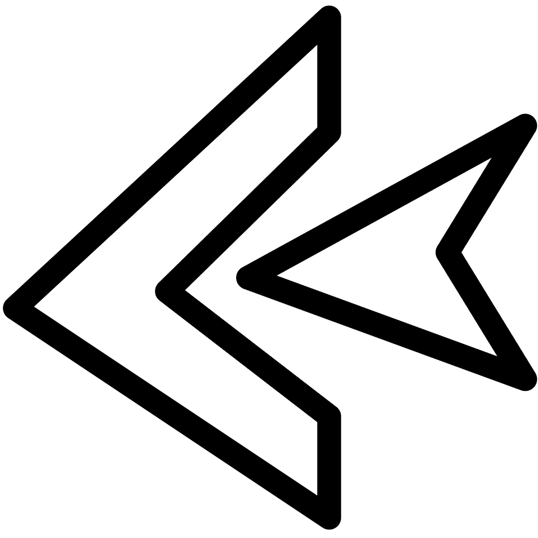 Black Outline Directional Arrows on Transparent Background