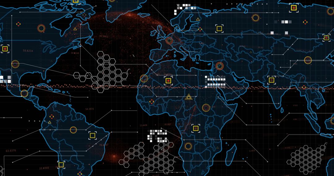 Digital Global Map with Data Processing Graphics - Free Images, Stock Photos and Pictures on Pikwizard.com