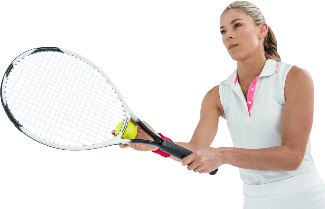 Focused Female Tennis Player with Transparent Background