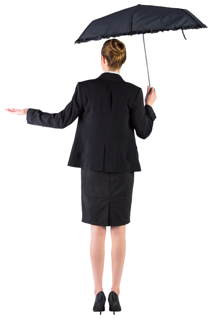 Transparent businesswoman holding black umbrella in formal attire - Download Free Stock Images Pikwizard.com