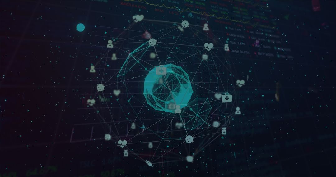 Digital Globe of Medical Icons Connected by Network Lines