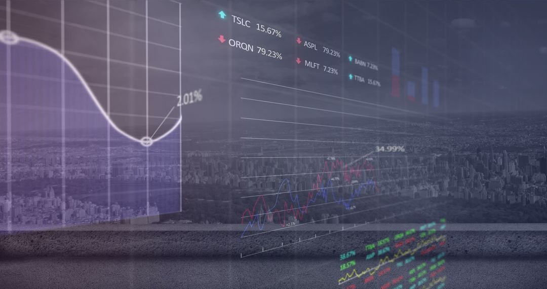 Digital Financial Data Analysis Hologram over Cityscape - Free Images, Stock Photos and Pictures on Pikwizard.com