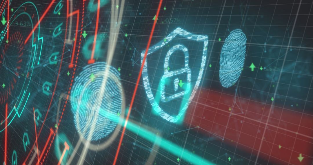 Digital Security Concept with Padlock and Fingerprints Design