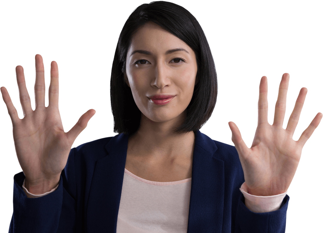 Transparent Businesswoman Interactive Invisible Display