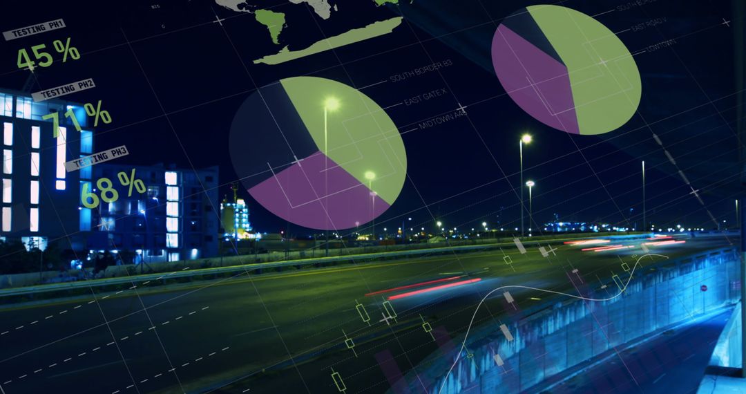 Data Analytics Over Cityscape Showing Business Forecasts