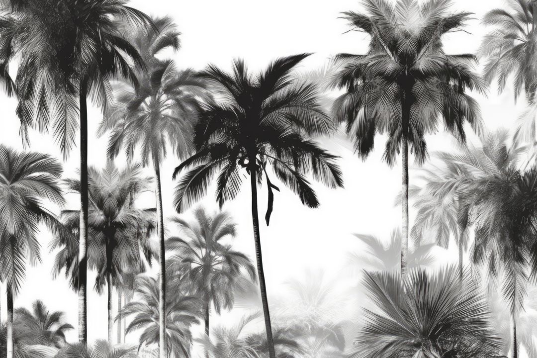 Multiple palm trees in black and white, created using generative ai technology - Free Images, Stock Photos and Pictures on Pikwizard.com