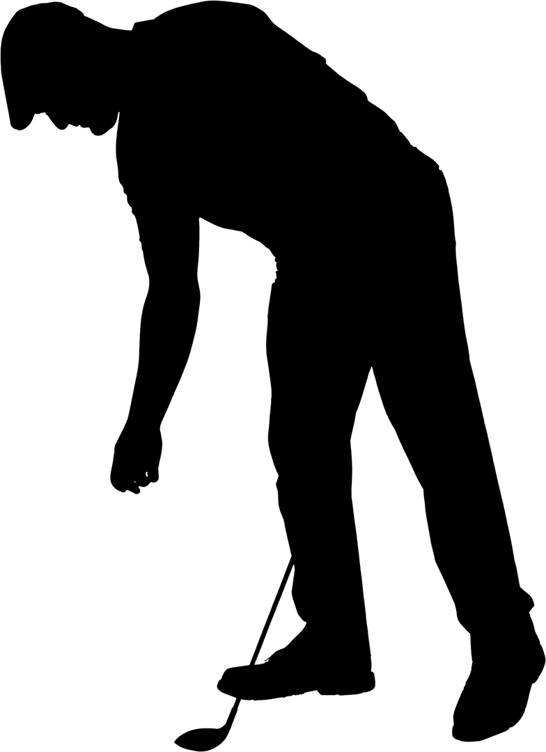 Silhouette of Male Golf Player on Transparent Background