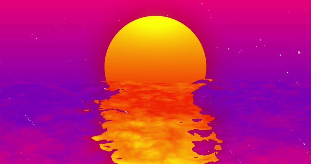 Surreal Sunset with Vibrant Colors Over Sea