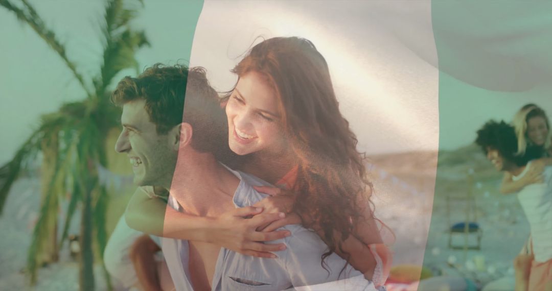 Joyful Friends Enjoying Summer Fun on Sandy Beach