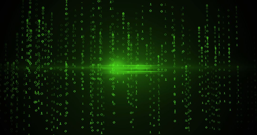 Abstract Green Binary Code on Black Background