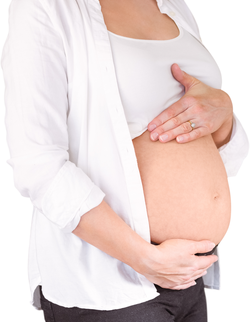 Midsection of pregnant woman holding belly with transparent background - Download Free Stock Images Pikwizard.com