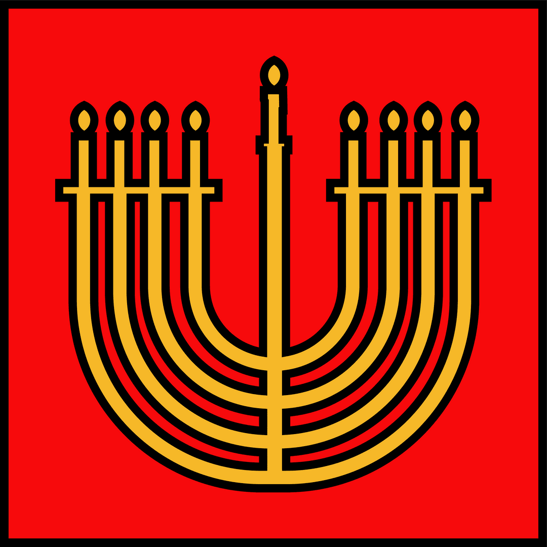 Elegant Golden Menorah on Transparent Red Background