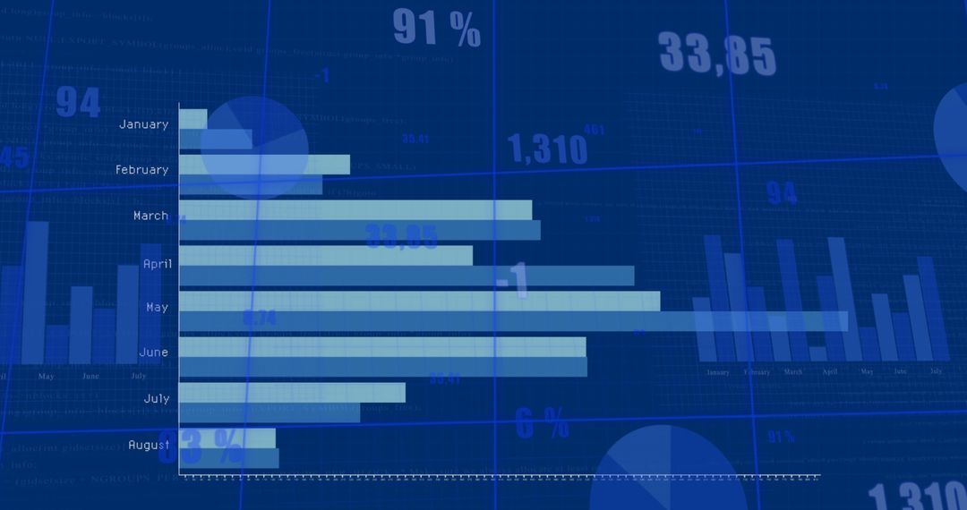 Financial Data and Graphs on Blue Background