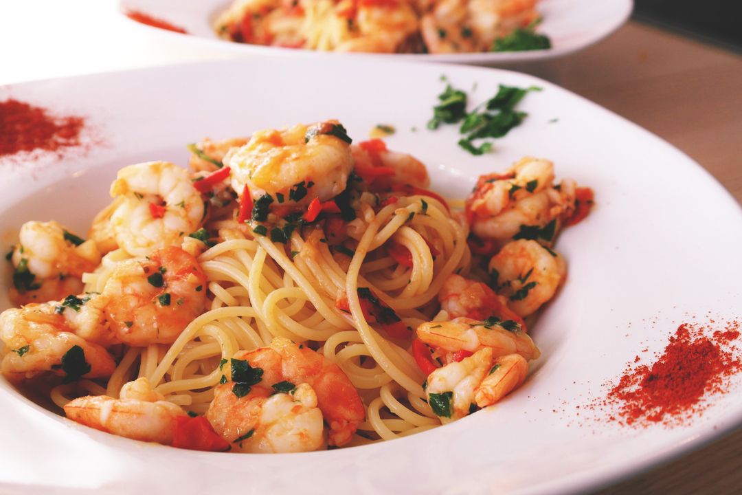Savory Garlic Shrimp Pasta with Herb Garnish