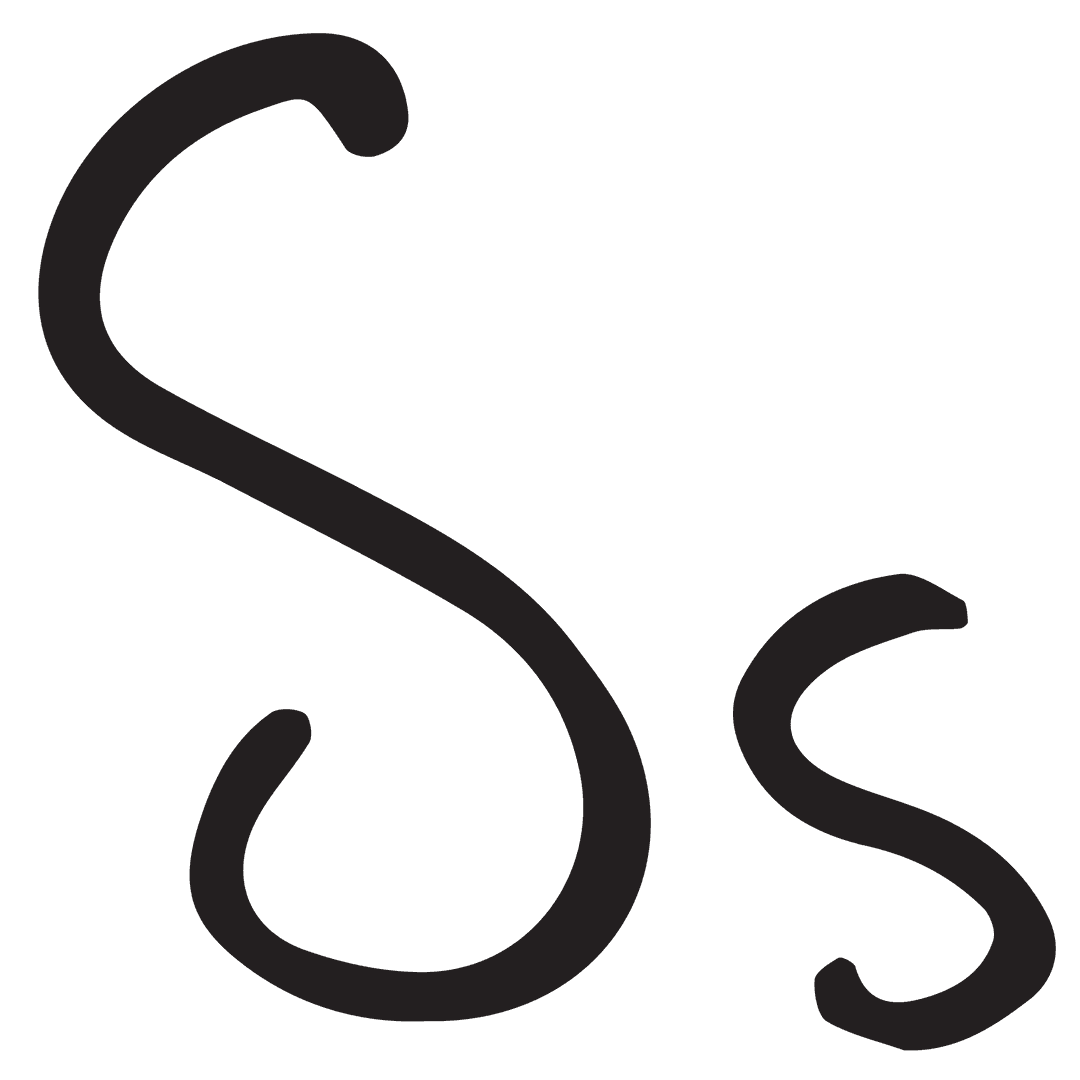 Stylized Large and Small S Letters on Transparent Background