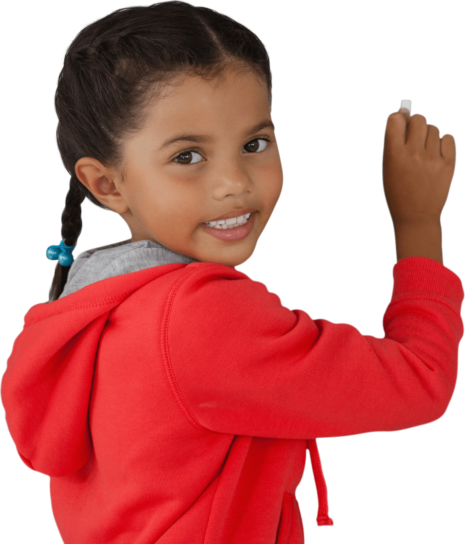 Smiling Girl Holding Chalk Transparent Background