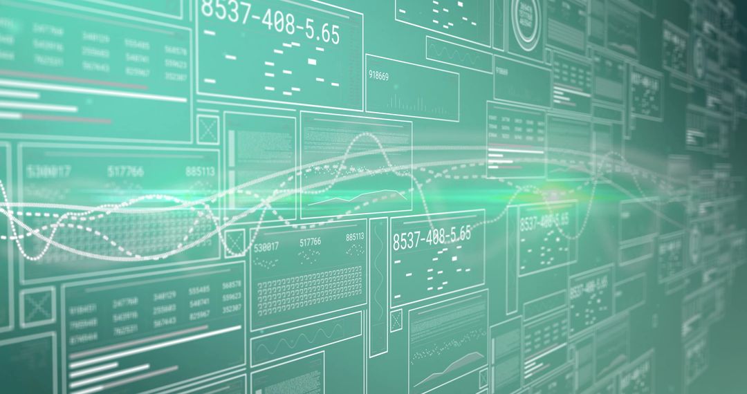 Futuristic Digital Interface with Data Visualization Panels