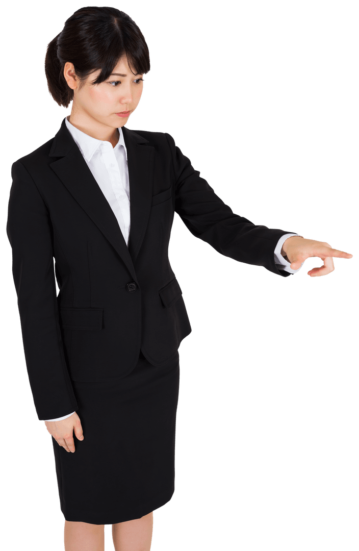 Asian Businesswoman Using Transparent Digital Interface Panel