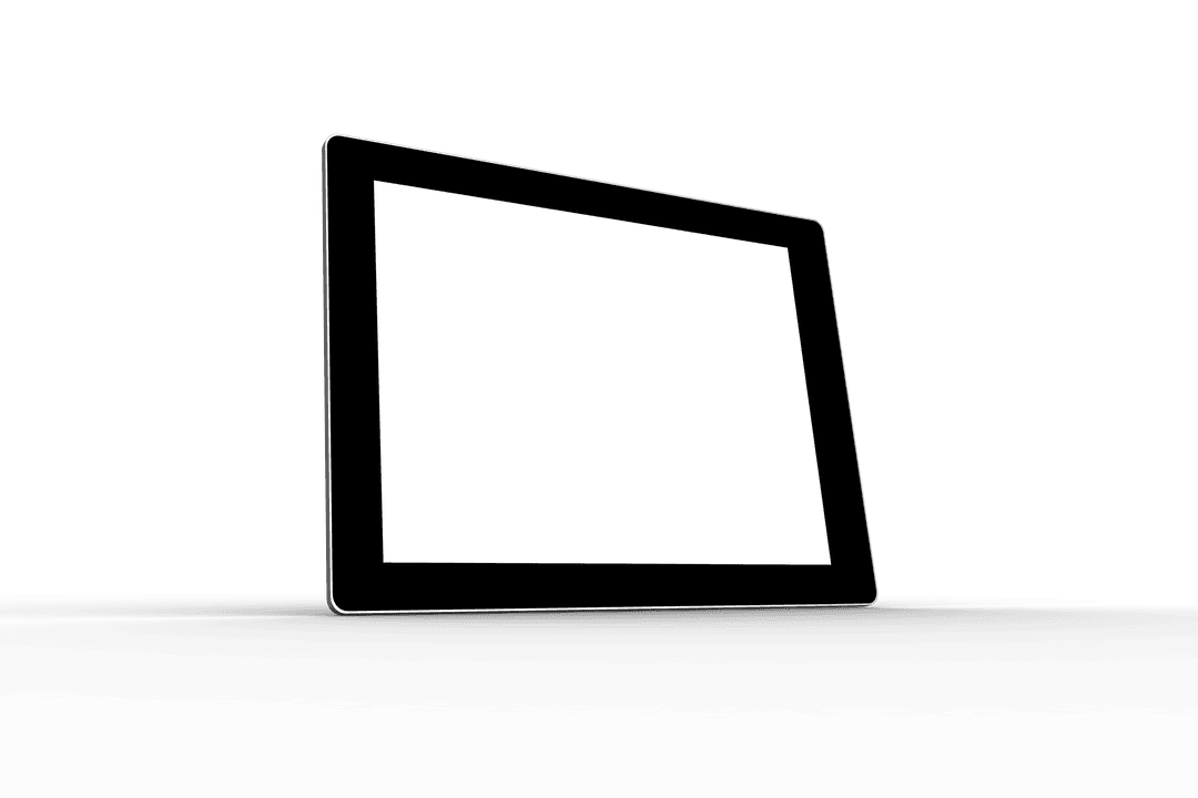 Digital Tablet with Transparent Screen on Black Background