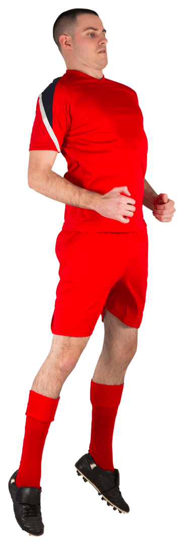 Transparent Dynamic Football Player Jumping Action