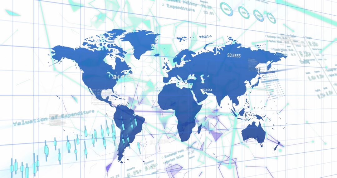 Global Financial Data Processing Concept with World Map