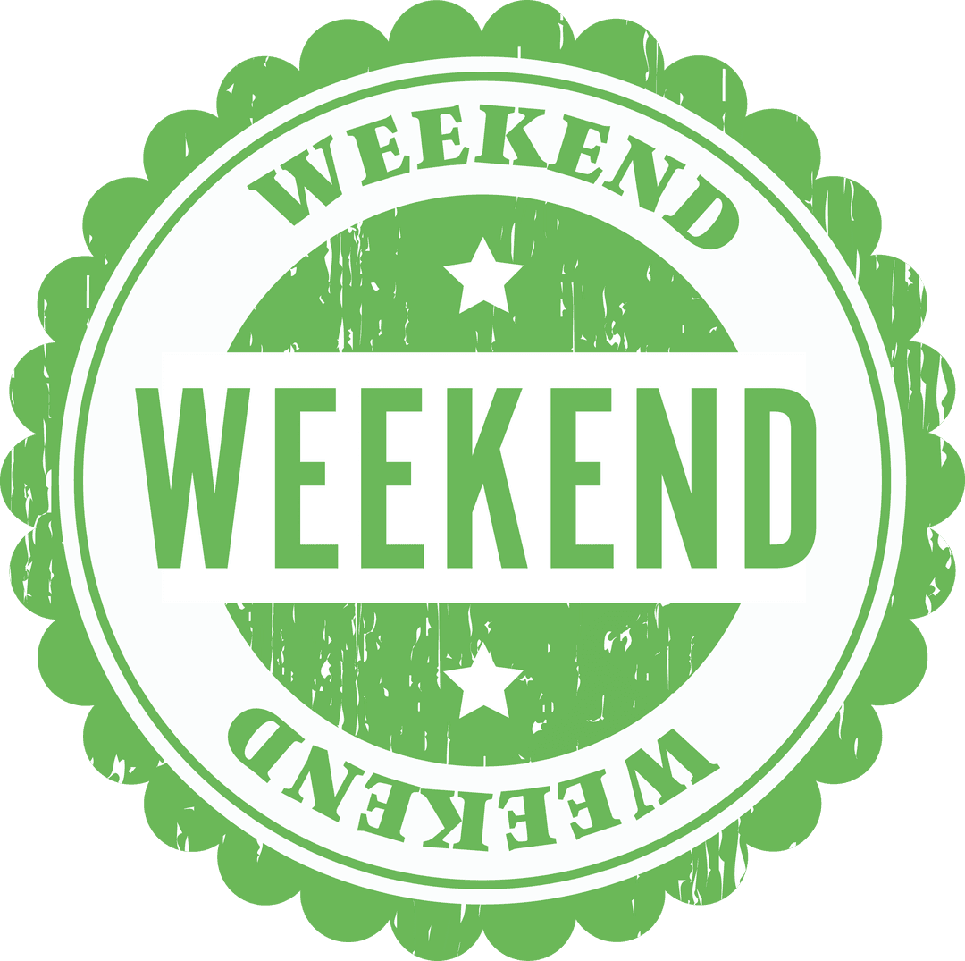 Green Weekend Badge on Transparent Background
