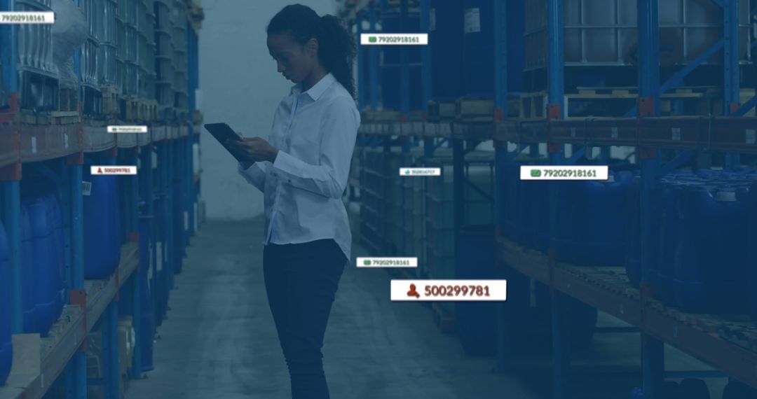 Young Warehouse Clerk Reviewing Inventory on Digital Tablet