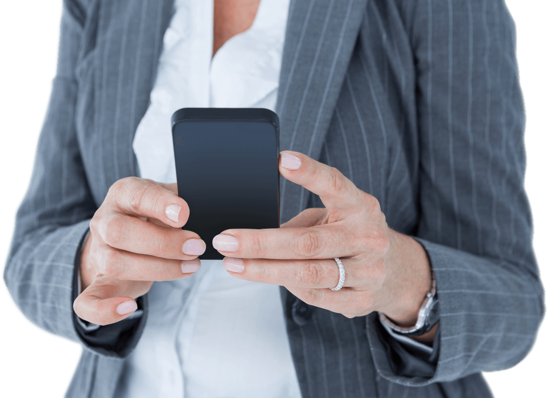 Business Professional Using Smartphone in Clear Communication Cut-Out