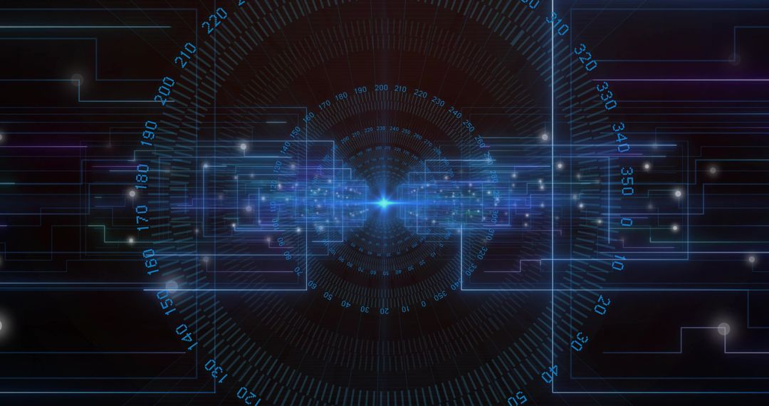 Futuristic Digital Network With Radiating Data Hub Interface