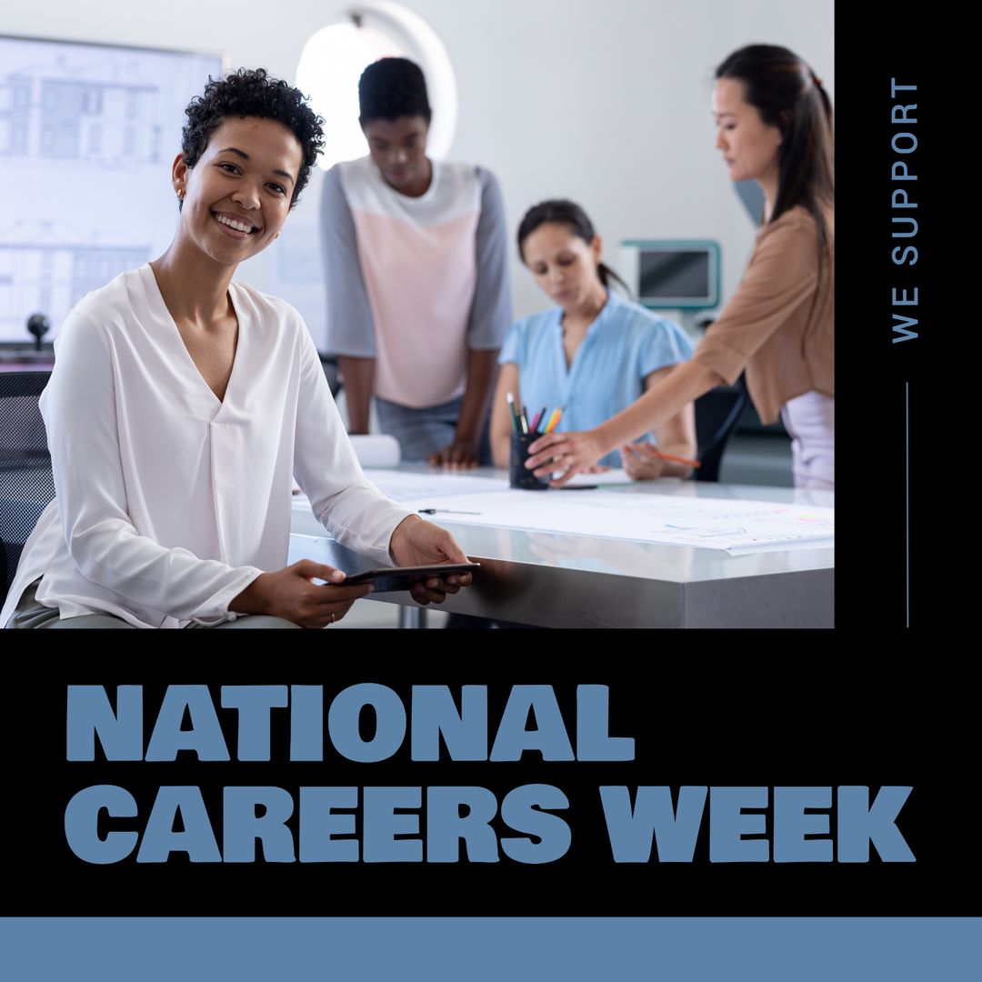 Professional Team Supporting National Careers Week in Modern Office