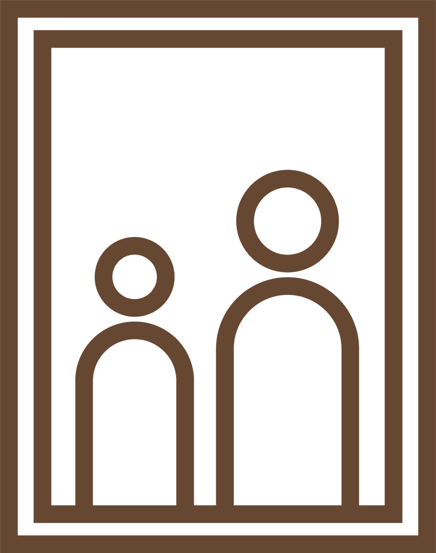 Minimalist Human Icons with Double Border on Transparent Background