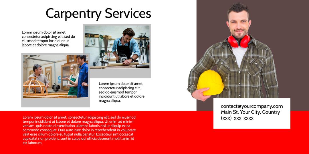 Professional Carpentry Services Advertisement with Experienced Craftsman