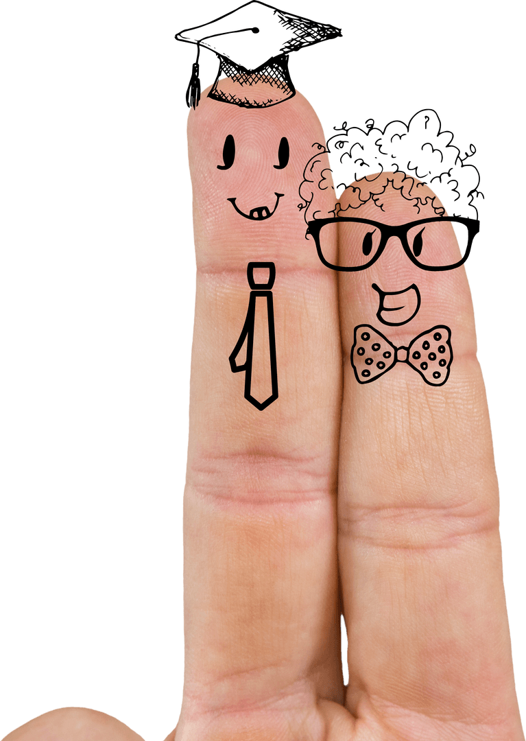 Transparent Smiley Faces with Student Theme on Fingers