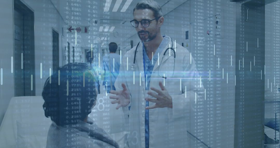 Doctor and Patient Interaction with Data Overlay in Hospital Hallway