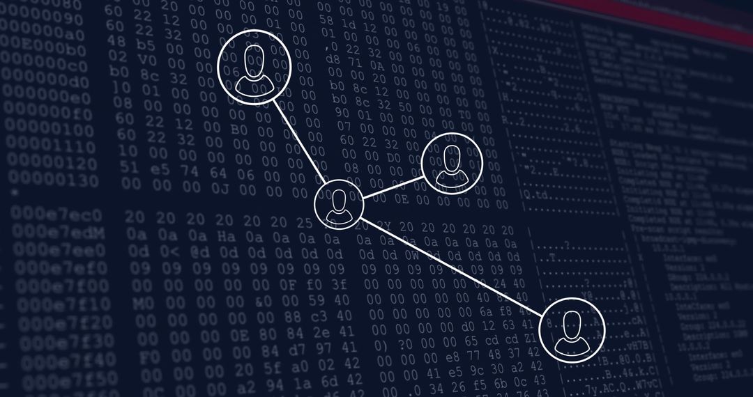 Network Connections Overlay on Code Background Highlighting Global Digital Interaction