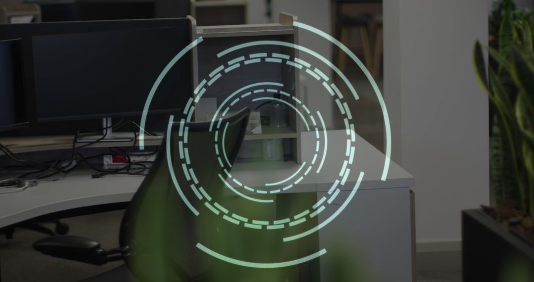 Digital Interface with Futuristic Scope in Empty Office Setting