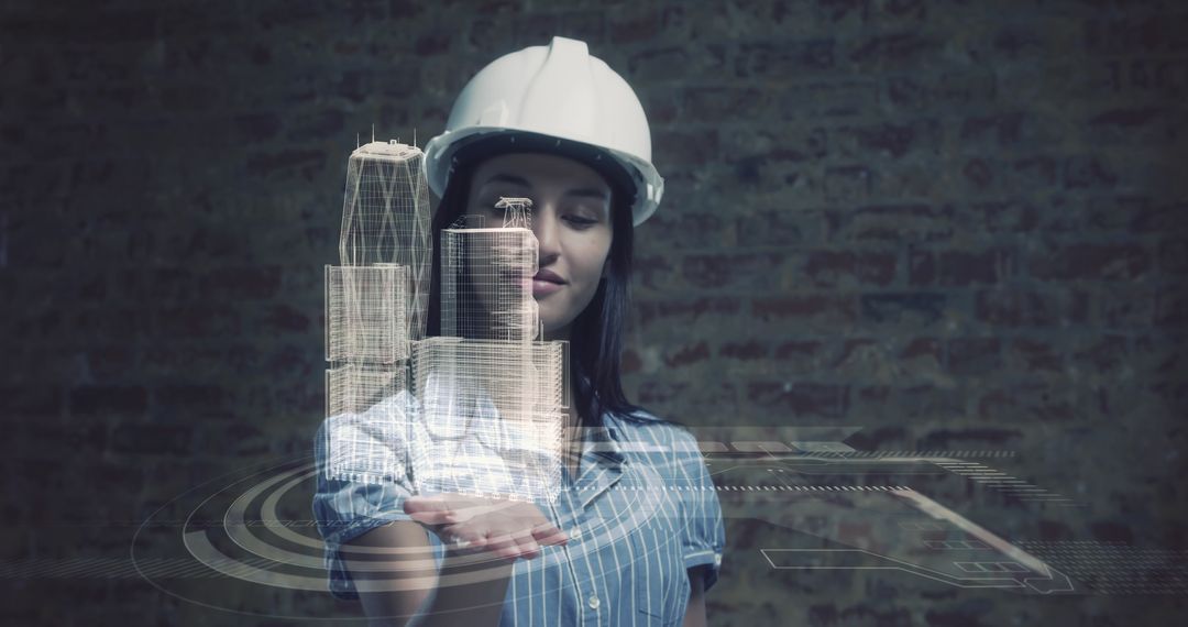 Female Architect Exploring Augmented Reality City Model