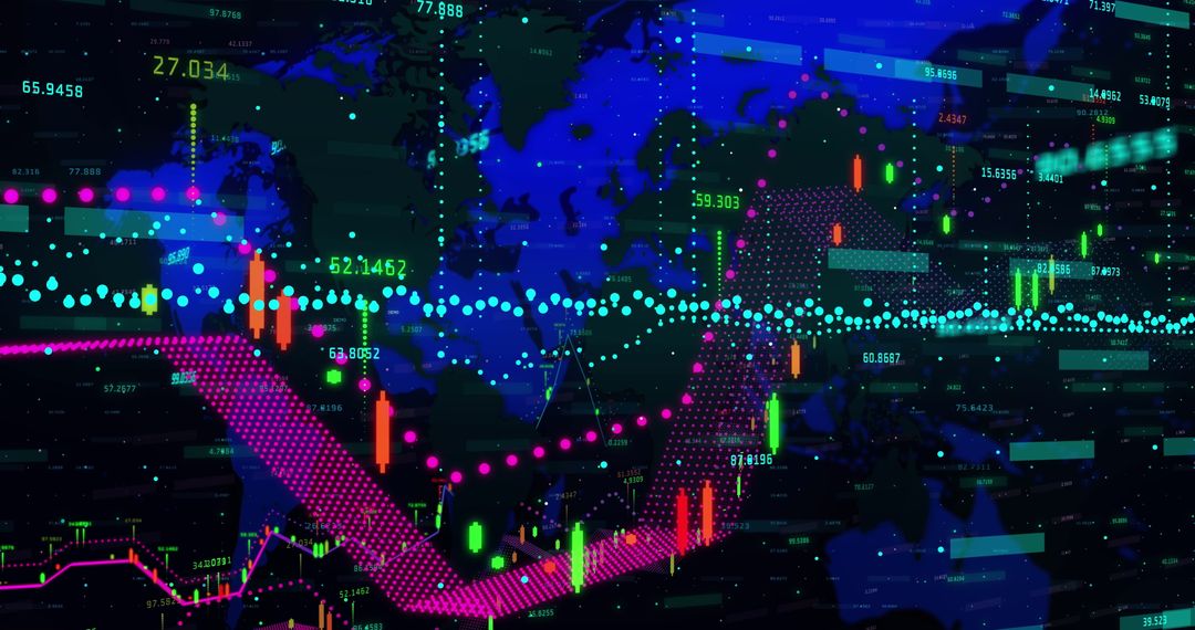 Financial Data Visualization over World Map with Digital Interface