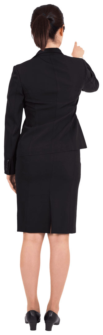 Asian Businesswoman Pointing Direction Transparency