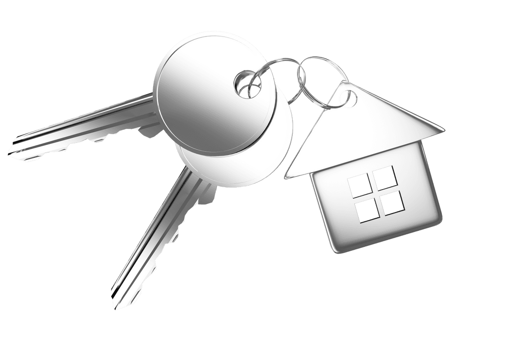 Shiny Silver House Keys with Transparent House Keychain