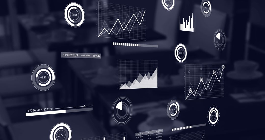 Futuristic Interface Displaying Statistical Data Analysis