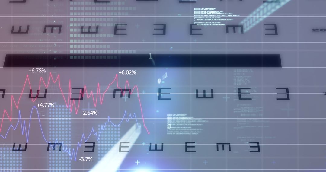 Abstract Digital Interface with Data and Graphs Overlay