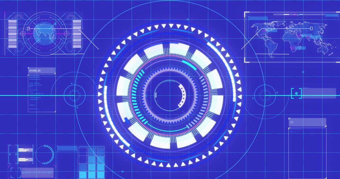 Futuristic Digital Interface with Circular Scanner