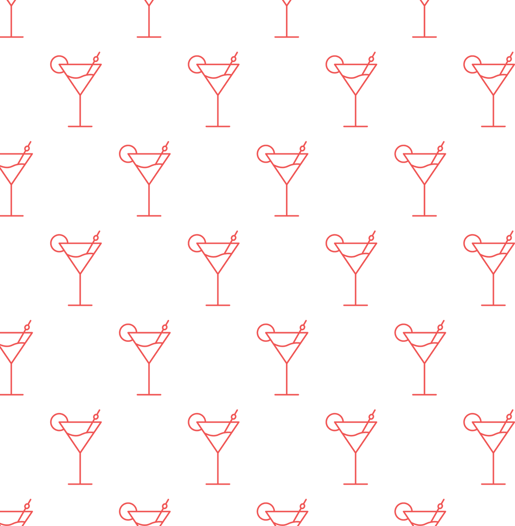 Seamless Red Cocktail Glass Pattern on Transparent Design