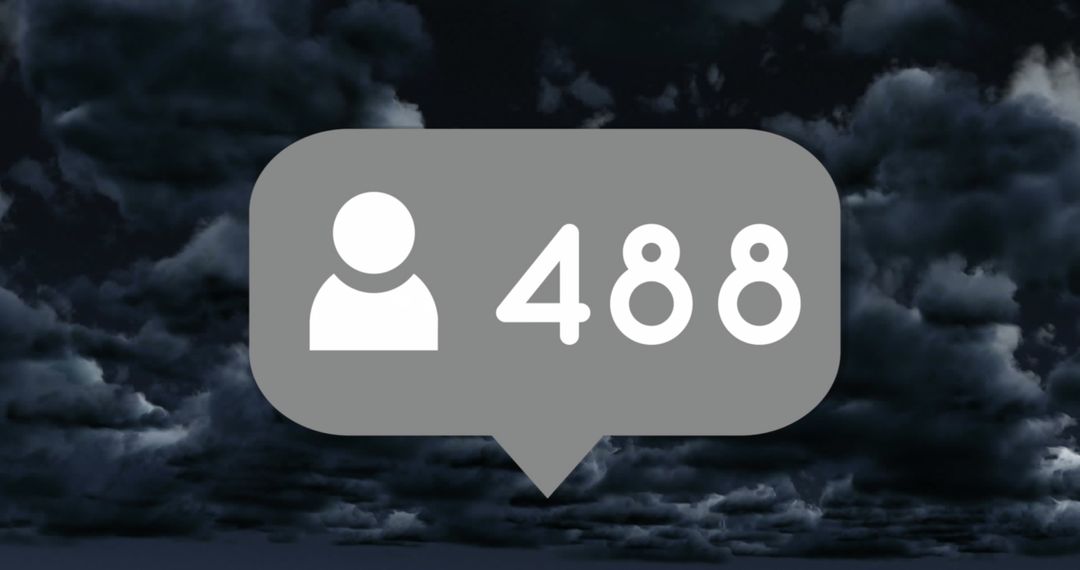 Social Media Alert Icon over Dark Stormy Clouds