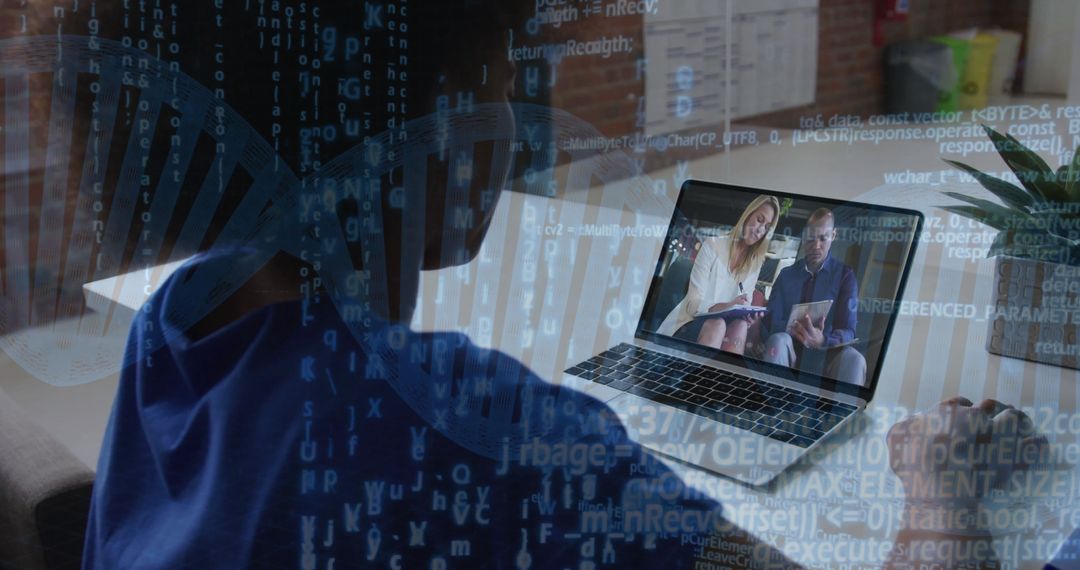 Remote Meeting with Digital Binary Overlay Representing Technology