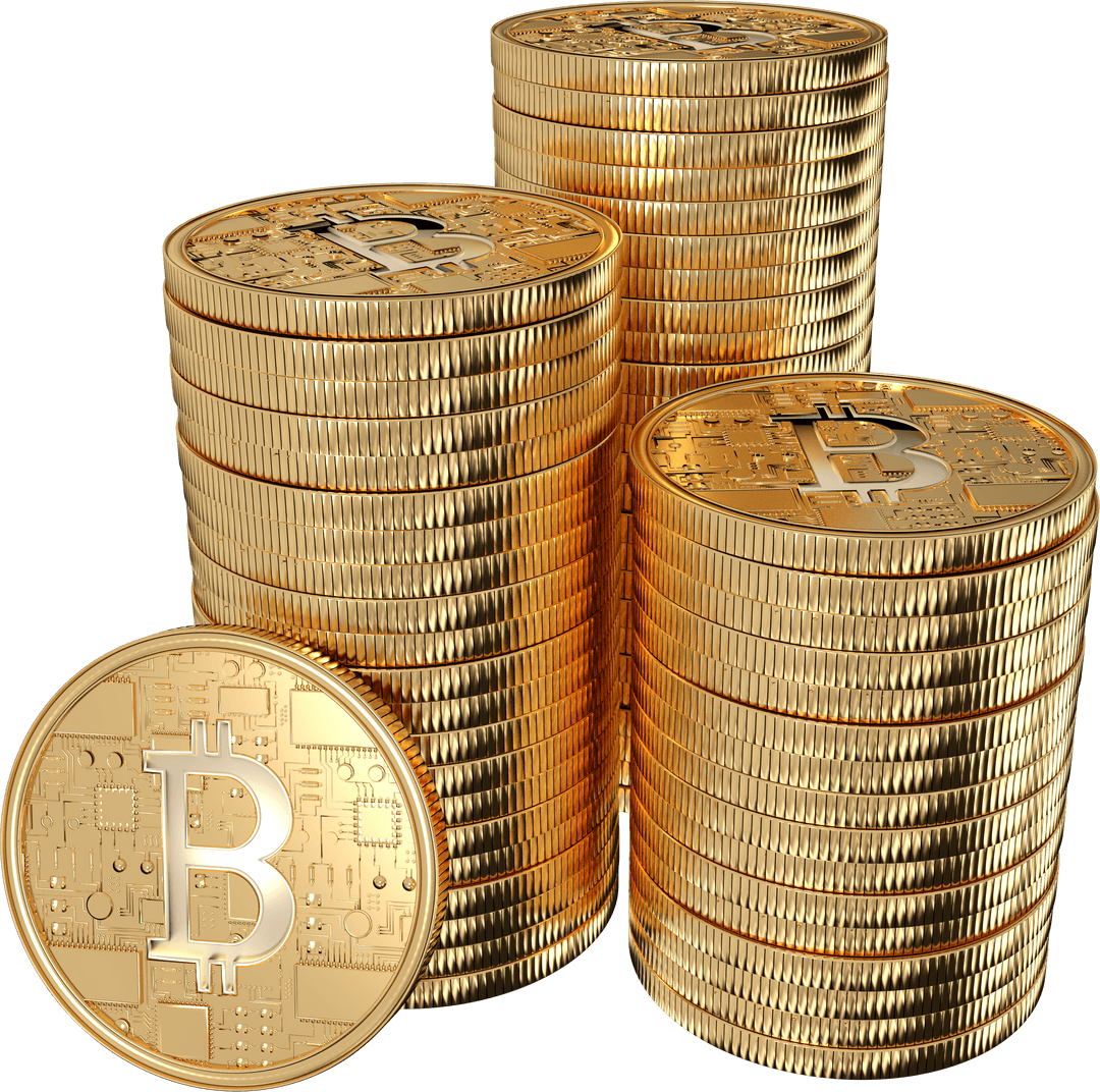 Transparent Gold Bitcoin Stacks Digital Illustration