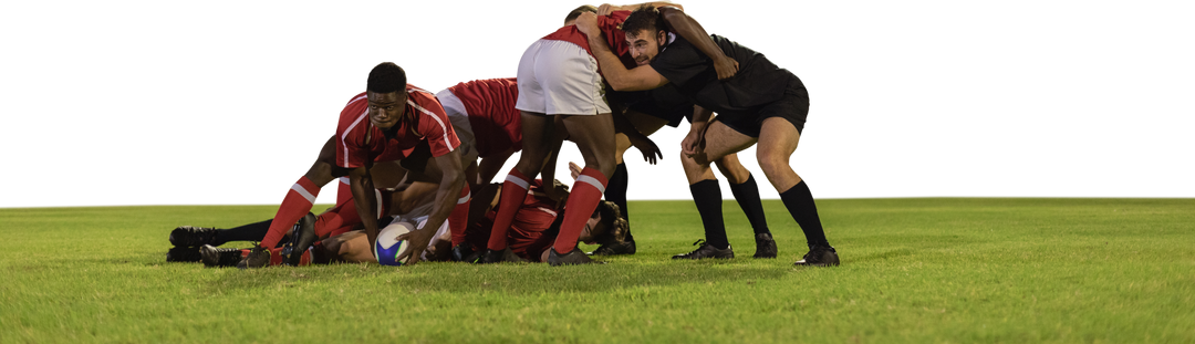 Transparent View of Male Rugby Players in Scrum on Sports Field - Download Free Stock Images Pikwizard.com